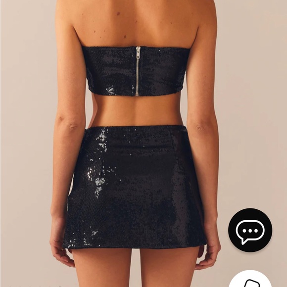 SET Peppermayo Exclusive - Emma Sequin Bustier and Sequin Mini Skirt - Black Set - Picture 3 of 3